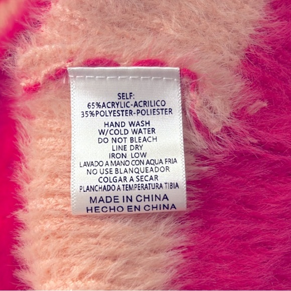 Talulah Striped Fuzzy Cardigan Sweater Pockets Pink Women’s Size Large - Picture 7 of 12